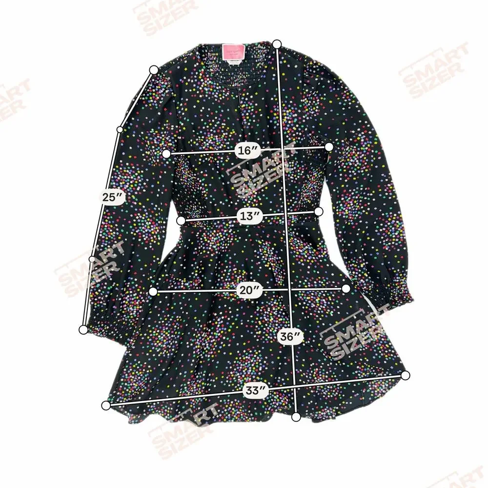 Kate Spade Confetti Pop Smocked Midi Dress Black Multicolor Cheer Size 4